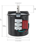 Front view of 2.5RPM Synchronous Gear Motor, AC Motors 110V 60KTYZ CW/CCW High Torque Permanent Magnet Micro Electric Motor with dimensions.