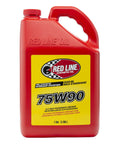Red 1-gallon bottle of Premium Synthetic Gear Oil 75W90 GL-5 for hypoid limited slip differentials, ideal for cars and light trucks.