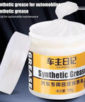 Jar of synthetic grease for automobiles with open lid, labeled for car maintenance, 100g size, Door Car Grease Multifunctional Rails Lubricant