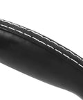 Close-up of a leather replacement handle for bags and luggage, 6.49-inch, durable synthetic leather grip with white stitching.