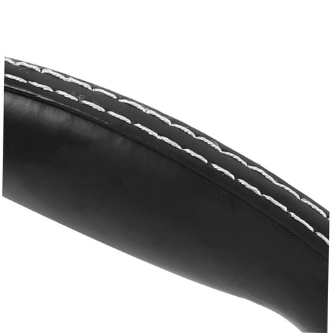Close-up of a leather replacement handle for bags and luggage, 6.49-inch, durable synthetic leather grip with white stitching.
