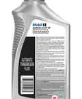 Side view of Mobil 1 Full Synthetic LV Automatic Transmission Fluid HP quart bottle for superior thermal stability.
