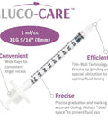 1 mL Syringes 31G 8mm Orange Cap 100 Count Box For Precise Dosing With Smooth Plunger And Clear Scale, features of syringe displayed