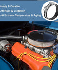 122 To 130 Mm T Bolt Hose Clamp 2 Pack Rubber Cushioned Intake Intercooler Pipe Clamps 304 Stainless Steel Radiator Hose Clamp For 4.8 To 5.12 Inch Pipe With Fine Polish And Durable Automotive Grade Construction on a car engine.