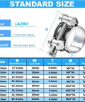 5 Pack 20 To 22 Mm T Bolt Hose Clamps Stainless Steel 304 Intercooler Pipe Tube Clamps product diagram and specifications.