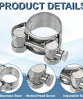 23 To 25 Mm T Bolt Hose Clamp Pack Of 2 For Intercooler Tubing And Radiator Hoses In 0.91 To 0.98 Inch Pipe Made Of 304 Stainless Steel