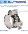Four Pack 1.05 Inch T Bolt Hose Clamps 304 Stainless Steel Heavy Duty Turbo Intake Clamp With Flanging Design
