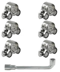 6 Pcs T Bolt Hose Clamp Set 17 To 19 Mm 304 Stainless Steel Adjustable Tube Clamps Heavy Duty Turbo Pipe Clamps With Socket Wrench