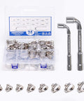 24-Piece T Bolt Hose Clamps Set For Fuel Lines And Intercooler Piping 17-43mm Working Range 304 Stainless Steel Heavy Duty Intercooler Pipe Clamps With Two L-Wrenches For Automotive Mechanical And Industrial Applications