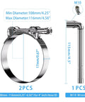 2 Pack 4 Inch T Bolt Hose Clamps With Working Range 108 To 116 MM For Four Inch Hose ID Turbo Intercooler Intake Clamp Set In Premium 304 Stainless Steel Anti Rust Corrosion Resistant Durable High Performance