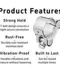 4Pcs T Bolt Hose Clamps 304 Stainless Steel Adjustable Heavy Duty Pipe Strap Clamps for secure seal and rust resistance
