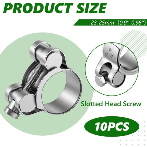 10 Pack T Bolt Hose Clamps 23 To 25 Mm Outer Diameter Heavy Duty Stainless Steel 304 T Slot Clamp for Radiator Diesel Heater Exhaust