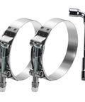 2 Pack 4 Inch T Bolt Hose Clamps With Working Range 108 To 116 MM For Four Inch Hose ID Turbo Intercooler Intake Clamp Set In Premium 304 Stainless Steel