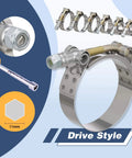 20 Pack T Bolt Hose Clamps Set With Six Sizes For Universal Fit 28 To 64mm 0.75 To 2 Inch Hose ID 304 Stainless Steel displayed