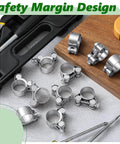 10 Pack T Bolt Hose Clamps 23 To 25 Mm Outer Diameter Heavy Duty Stainless Steel 304 T Slot Clamp arranged on table with tools