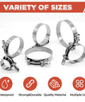 6 Pack 1 Inch T Bolt Hose Clamps Stainless Steel 304 Heavy Duty Leak Proof Clamp Set Fits 32mm To 37mm Band Range