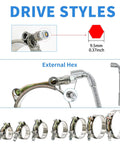 Drive styles showing 12 Piece Peromi T Bolt Radiator Hose Clamp Set Heavy Duty Stainless Steel Clamps in various sizes