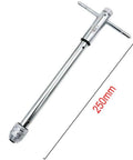 QISF Adjustable T-Handle Ratchet Tap Holder Wrench, 250mm long, for M3-M8 machine screw thread metric plug taps