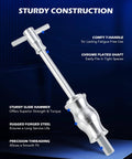 Image showing a sturdy slide hammer with comfy T-handle, chrome plated shaft, used in 2 in 1 Blind Hole Bearing Puller & Bushing Press Kit.