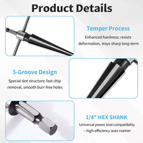 Pro Grade T Handle Tapered Reamer Kit 3-13mm 1/8-1/2 Inch Multi Fluted Chamfer Reaming Tool With 1/4 Inch Hex Shank product details