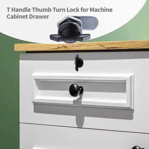 Two high quality zinc alloy thumb operated offset cam locks with T handle deliver secure quick access for machines.