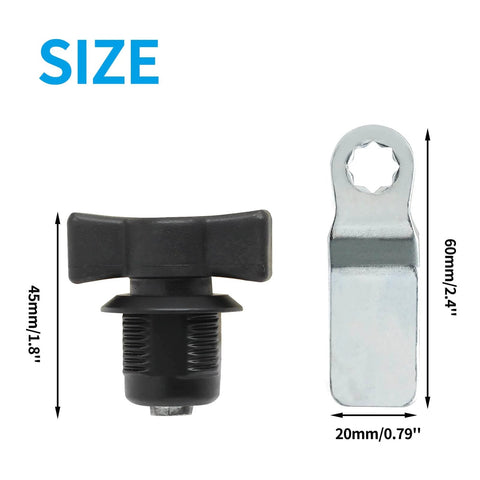 Two piece thumb operated offset cam lock set delivers durable rust resistant zinc alloy construction, easy installation with measurements