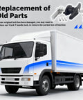 Upgrade your camper shell with a sturdy T-handle lock kit featuring a cam and two keys next to a white and blue truck