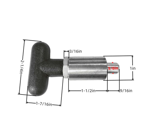T knob Spring Loaded Pop Pin Spring Loaded Zinc Plated Steel Plunger POP Pull Pin Tire Carrier Pin with Black Plastic T-Handle