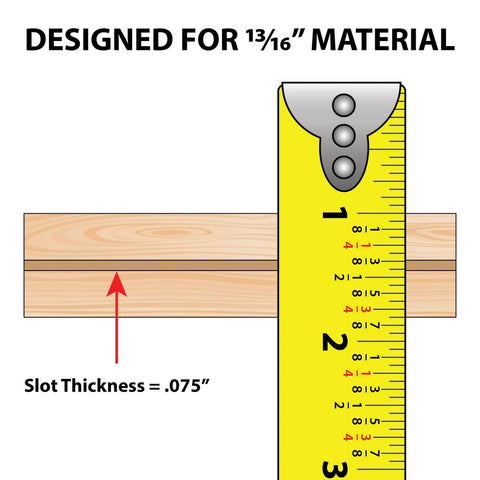 White T Molding For Thirteen Sixteenths Inch Panels With Center Barb Game Room Ready Edge Trim measurement illustration