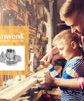 Father and son woodworking with Heavy Duty T Nuts One Quarter Inch 20 Thread Pack Of 30 304 Stainless Steel Four Jaw Tee Nuts.