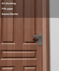 Wooden door with T-Shaped Door Draft Stopper, 1.97 in x 20 Ft Silicone Seal Strip for Windows Gaps installed.