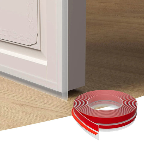 T-Shaped Door Draft Stopper, 1.97 in x 20 Ft Silicone Seal Strip for Windows Gaps visible under a door, roll shown separately