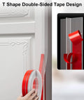 T-Shaped Door Draft Stopper, 1.97 in x 20 Ft Silicone Seal Strip for Windows Gaps being applied along door edge