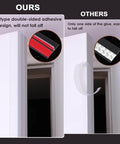 Comparison of 20Ft T-Shaped Silicone Weather Stripping Seal with double-sided adhesive vs single-sided tape on a door frame