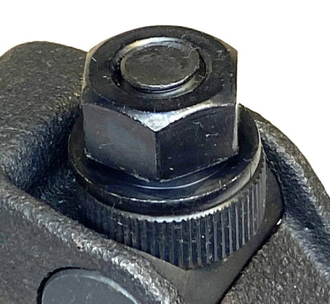 Close-up of adjustable clamp assembly bolt for mill tables featuring the 3/8-16 thread from Adjustable Clamp Assembly for Mill Tables T Slot Three Eighths Inch By Sixteen Thread Three Inches Long One Piece Quick Setup Instant Height Adjustment Clamping Range Up To One And Three Quarters Inches Width One And A Quarter Inches Per Each.