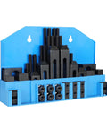 Pro Series 58 Piece T Slot Hold Down Clamp Kit For Milling Machines displayed in blue organizer