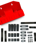 52 Piece T Slot Clamping Kit For Milling Machines And Drill Presses With M8 Table Slots Heavy Duty Hardened Steel Includes 24 Studs In 75 100 125 150 175 200mm Lengths 6 M6 T Nuts 6 Flange Nuts 4 Coupling Nuts 6 Step Blocks 6 Step Clamps By LLDSIMEX shown with red storage case