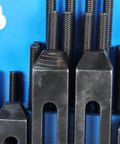 Close-up of 58 Piece T Slot Hold Down Clamp Kit for Milling Machines Half Inch Capacity with Plastic Storage Box Includes 6 T Nuts Mitoharet