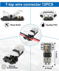 65.6ft 22 AWG LED Extension Cable With 12 Piece 3 Way T Tap Wire Connectors dimensions and features display