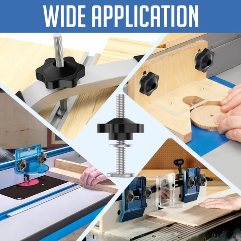 Wide application of T Track Bolt Knob Kit For Woodworking Jigs And Fixtures 10 Sets 1/4-20 Bolts with washers and star knobs