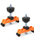 Multi Position T Track Hold Down Clamp Kit for CNC Router, 2 pack with adjustable pivots and plastic clamps, orange and black design.