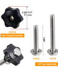 40 Piece T Track Knob Kit With Hex Thread Knob Nuts Bolts And Washers For T Track Accessories And Woodworking Fixtures Fixing To T Tracks