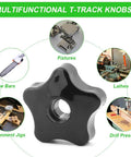Four Pack T Track Knobs For Sawing And Drilling Machines Through Hole Three Eighths Inch Durable Five Star