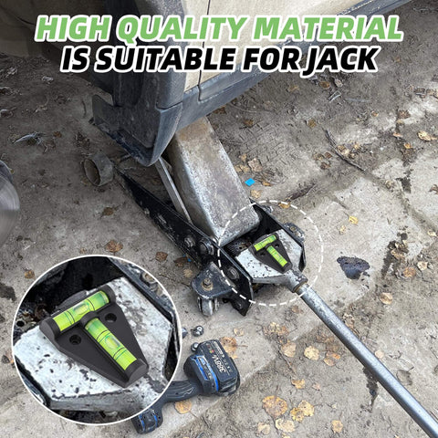 Six Pack T Type RV Levelers With Bubble Levels on vehicle jack fitting for precise leveling of RVs and trailers