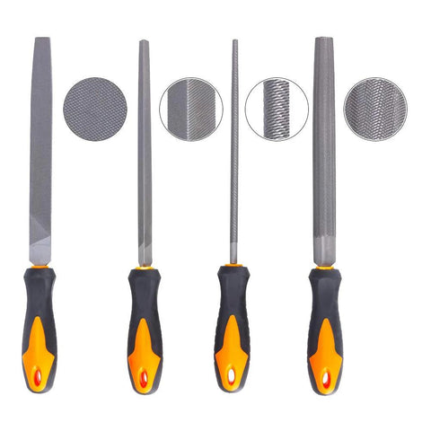 Premium 17-piece file set with four 8 inch engineer files and twelve 4.2 inch needle files, T12 alloy steel, rugged carry case included.