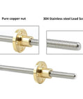 T5 5mm lead screw 400mm/15.75" with brass nut for 3D printer machine Z axis, close-up view