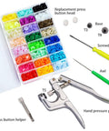 Easy Snap Fastener Kit With Pliers, 360 T5 Plastic Buttons, 24 Colors With 15 Sets Per Color, Includes Male And Female Buttons