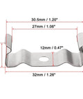Dimensions of T8 Clips Bracket Hanger for Integrated Tube Light Fixture, Nickel-Plated Manganese Steel, Pack of 35.