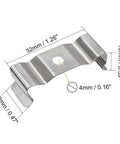 T8 Clips Bracket Hanger for Integrated Tube Light Fixture, Nickel-Plated Manganese Steel, Pack of 35, dimensions shown