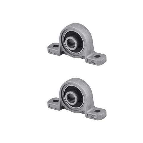 Two metal shaft supports from 16pcs/pack t8 lead screw kit, used for 3D printers and DIY CNC machines, ensuring steady alignment and smooth motion.